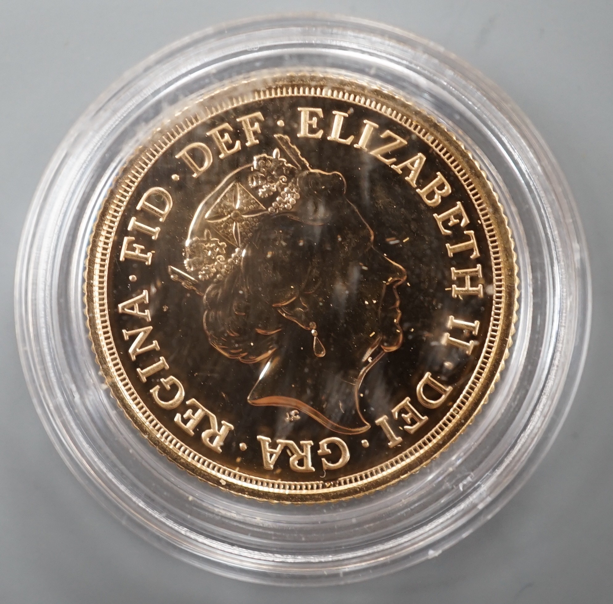 A QEII 2020 gold sovereign.